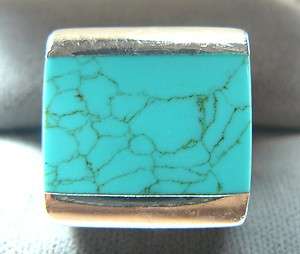 TURQUOISE 925 STERLING SILVER MENS RING SIZE 9  