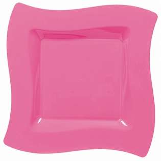 10 hot pink wavy square plastic dessert plates plates measure 6 5