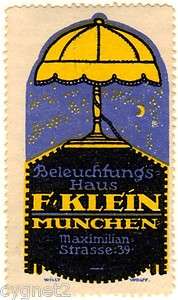 POSTER STAMP GERMAN MUNICH F. KLEIN LAMPS SIGNED WILLY WOLFF  