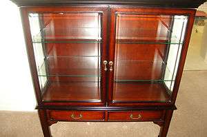   ~Lighted w/glass Shelves~Mahogany finish~GORGEOUS Pick up only  CT