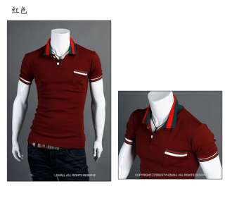   Slim Lapel Shirts Stylish Fit TEE polo T shirts Top US XS L Q06  