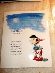 Frank Thomas Pinocchio Disney memorial 8 x 10 Color  