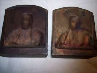 RARE GREGORY S. ALLEN BRONZE INDIAN PEACE PIPE BOOKENDS  