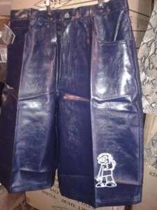 Mens Blue Leather Shorts  