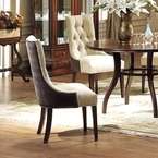 Cherry Upholstered Cream Dining Side Chairs (2)  