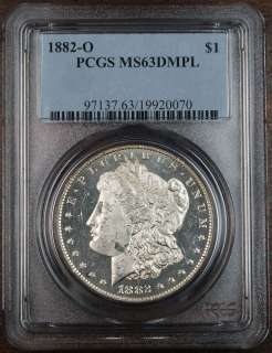 1882 O Morgan Silver Dollar Coin, PCGS MS 63 DMPL, DFT  
