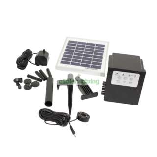 3W Solar Powered Water Fountain Pump BATTERY LED Timer  