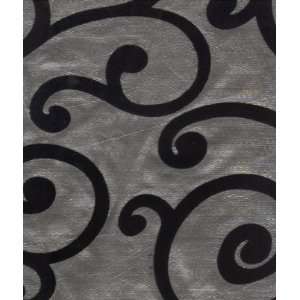  Flocked Silver Taffeta Swirls Print Fabric By the Yard 