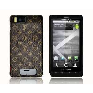  Brown Monogram Style Hard Back Cover Case for HTC Droid X 