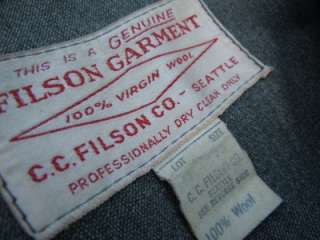 VINTAGE FILSON WHIP CORD WOOL HUNTING OR WORK JACKET COAT SIZE XL 