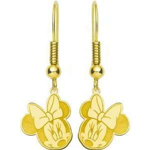   Gold Plated Sterling Silver Disney Minnie Mouse Dangle Earrings