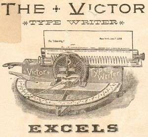 1800s Victor Typewriter TRADE CARD Boston Agent  RARE  