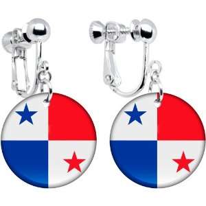 Panama Flag Clip on Earrings
