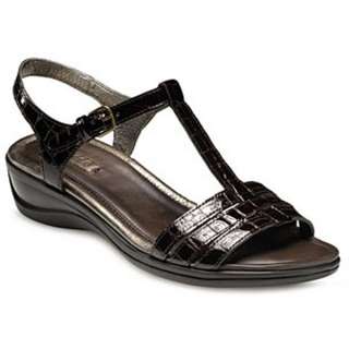 Womens Ecco Sensata T Strap Sandal Sandals Coffee Croco Patent *New 
