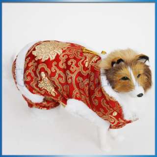 Pet Dog Chinese Tang Dress Suit Coat Apparel New Year Party Costume S 