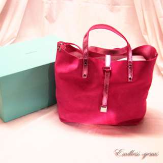TIFFANY & CO REVERSIBLE SHOPPNG TOTE PINK ROSE SUEDE METALLIC LEATHER 