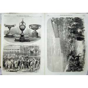  Ascot Races 1866 Cup Hunt Horse Course Grand Stand Art 