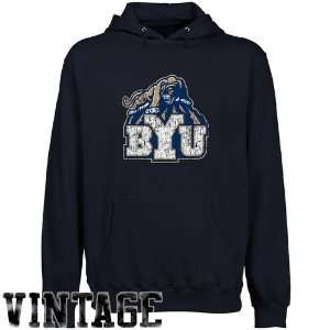  NCAA BYU Cougars Navy Blue Distressed Logo Vintage 