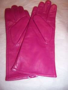 Long Hot Pink Thinsulate lined Leather Gloves,  