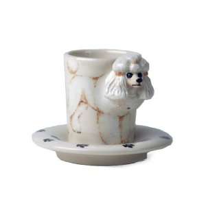 White Poodle Handmade Espresso Cup And Saucer (5cm x 8cm)  
