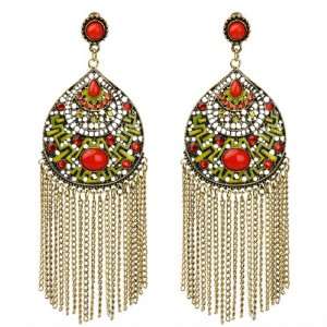 Cute Summer Spring Exotic Egyptian Design Chandelier Earrings in Brass 