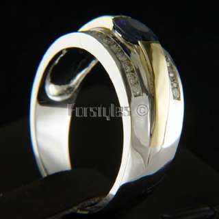 New Sapphire Diamonds 14k Solid Gold Mens Ring r00168  