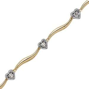  14K Yellow Gold 1/4 ct. Diamond Heart Bracelet Katarina Jewelry