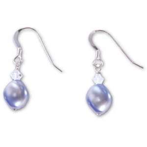 Curved Blue Pearl Earrings with SWAROVSKI ELEMENTS Crystal and Pearls 