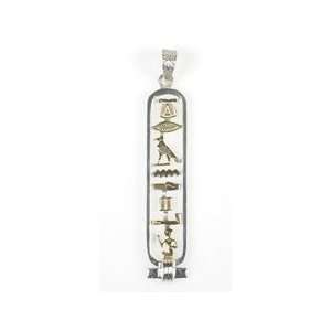   Silver with18K Gold Egyptian Grandma Cartouche   Open Style Jewelry