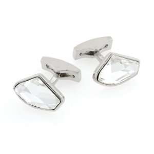Unusual shaped faceted clear swarovski crystal cufflinks with 