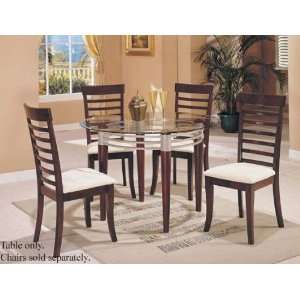  Round Dining Table with Glass Top Cherry Finish Furniture 