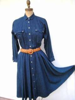   Liz Claiborne Petites Western Style Blue Denim Dress Swing Skirt Sz8
