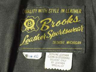 Vintage 60s BROOKS Motorcycle Leather Cafe Racer Fitted Jacket Black 