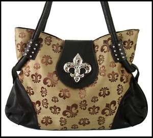 New Fashion Fleur De Lis Jacquard Handbag Purse  BR  