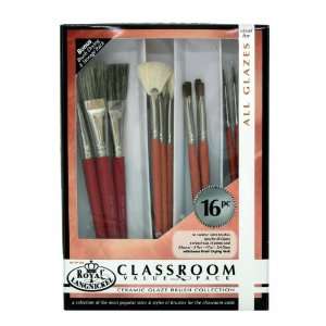  Royal Ceramic Glaze Brushes   Classroom Value Pack of 16 