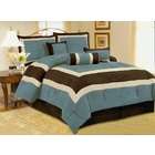 Octorose Queen Size 7 Pieces Micro Suede Aqua blue and Brown comforter 
