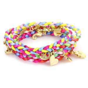 Ettika Satin Cord Rainbow Satin Cord Braided Wrap Bracelet 10 Gold 