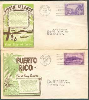 US #799 802 3¢ Territorial Issues FDC’s, Complete matching set of 