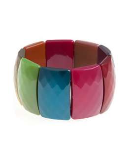   Col) Multi Coloured Faceted Stretch Bracelet  243066199  New Look