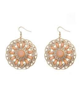 Pink (Pink) Filigree and Stone Disk Earrings  246707570  New Look