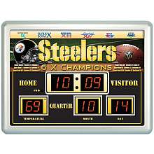 Team Sports Pittsburgh Steelers 14x19 Scoreboard/Clock/Thermometer 