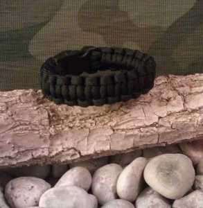   Paracord Survival Bracelet Black Cobra Weave Military Tactical  