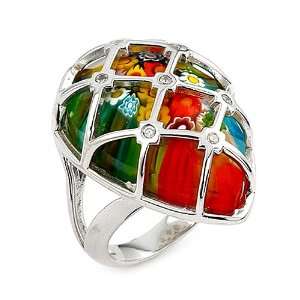   Faceted Multi Color Pear Shape Cz Cage Ring, Size 6 Alan K. Jewelry