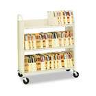   Slant Shelf Single Sided Book Cart/Stand, 3 Shelf, 36 x 14 x 43, Putty