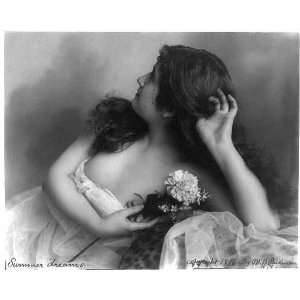  c1896,Young Woman,low cut gown,flower,MB Parkinson