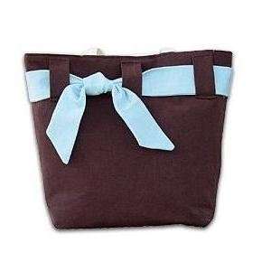 Hottie Tottie Solid Brown with Blue Sash Canvas Diaper Tote