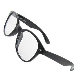   Black Plastic Frame Wide Arms Clear Lens Plain Glasses Sports