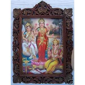  Ganesh, Laxmi & Saraswati, Poster pic in wood Frame 
