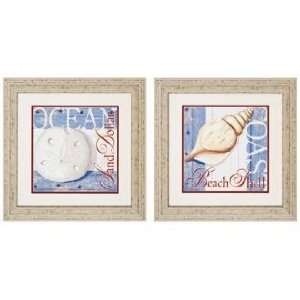   of 2 Beach Shell And Sand Dollar 20 Square Wall Art