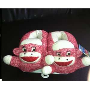 PINK Sock Monkey Slippers Child Size 10/11